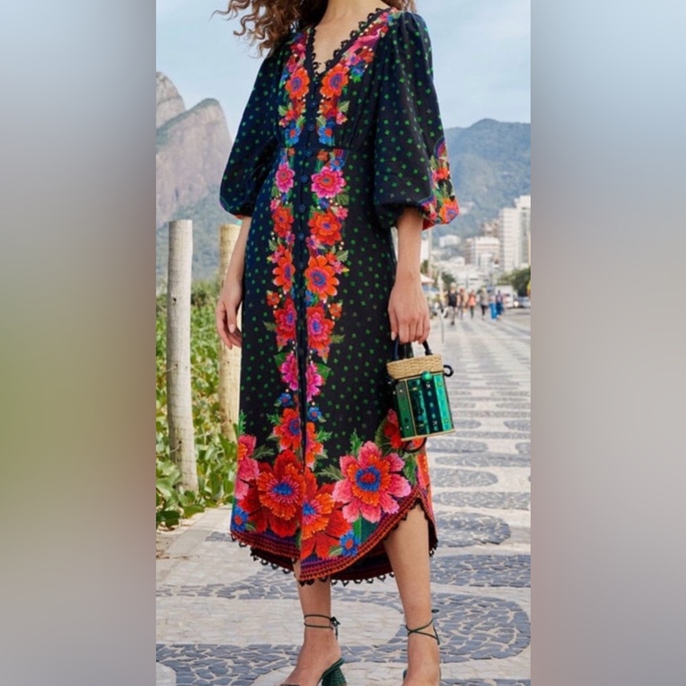 FARM Rio Black Blooming Garden Dress